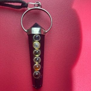 Blue and Purple Sparkly Pendant with Chakra Stones